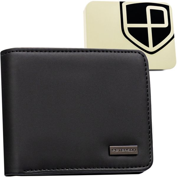Portfel męski Peterson PTN EH-04Z czarny. Czarne portfele męskie Peterson, bez wzorów, ze skóry ekologicznej. Za 69.99 zł.