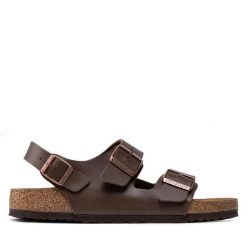Sandały Birkenstock. Brązowe sandały męskie Birkenstock, bez zapięcia. Za 289.99 zł.