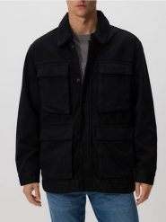 Kurtka sherpa z kołnierzem - czarny. Czarne kurtki męskie Reserved, l, bez wzorów, z denimu, bez ramiączek, bez kaptura. Za 279.99 zł.