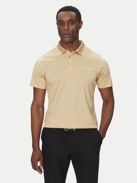 KARL LAGERFELD Polo 745001 552200 Beżowy Slim Fit. Brązowe koszulki polo męskie KARL LAGERFELD, m, bez wzorów, z bawełny, bez kołnierzyka, bez ramiączek. Za 319.99 zł.