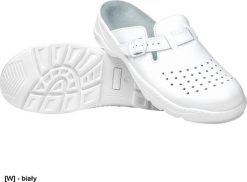 MEDIBUT BMKLADZWKMES - skórzane perforowane klapki męskie białe 43. Białe klapki i japonki męskie Medibut, bez wzorów. Za 132.15 zł.