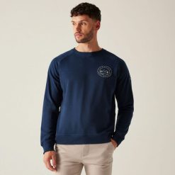 Nithsdale męska bluza. Niebieskie bluzy nierozpinane męskie Regatta, m, bez wzorów, z bawełny, eleganckie, bez ramiączek, bez kaptura. W wyprzedaży za 159.99 zł.