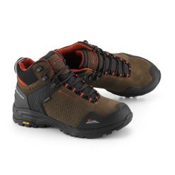 Buty trekkingowe skórzane unisex Alpine Pro Angoon Vibram. Brązowe buty trekkingowe męskie Alpine Pro, bez wzorów, sportowe, za kostkę, bez obcasa, bez zapięcia. W wyprzedaży za 599.00 zł.
