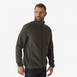 Polar Solognac 100. Brązowe bluzy z polaru męskie SOLOGNAC, m, bez wzorów, z materiału, sportowe, bez ramiączek, bez kaptura. Za 59.99 zł.