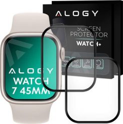 Alogy Alogy 2x Szkło na smartwatch elastyczne 3D do Apple Watch 7 45mm Black uniwersalny. Czarne zegarki smartwatch Alogy. Za 20.41 zł.