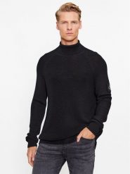 Calvin Klein Jeans Golf J30J325093 Czarny Regular Fit. Czarne kardigany męskie Calvin Klein Jeans, l, bez wzorów, z jeansu, bez ramiączek. Za 699.99 zł.