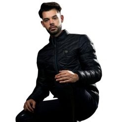 Kurtka puchowa Flags&Cup Reso. Niebieskie kurtki męskie FLAGS&CUP, z aplikacjami, z poliesteru, sportowe, bez ramiączek, bez kaptura. Za 404.00 zł.