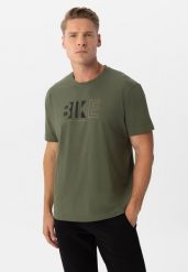 T-shirt męski khaki, Comfort Fit, T-EKIB. Brązowe t-shirty męskie Volcano, m, bez wzorów, z bawełny, bez kołnierzyka, bez ramiączek. Za 69.99 zł.