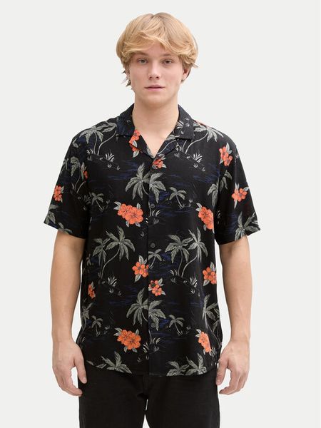 Tom Tailor Denim Koszula 1045191 Czarny Relaxed Fit. Czarne koszule męskie Tom Tailor Denim, m, bez wzorów, z denimu, bez kołnierzyka, bez ramiączek. Za 109.99 zł.