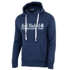 Real Madryt 1902 - niebieska bluza z kapturem - M. Niebieskie bluzy nierozpinane męskie Real Madrid, m, bez wzorów, sportowe, bez ramiączek, z kapturem. Za 206.84 zł.