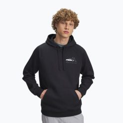 Bluza Under Armour Rival Fleece HBR Logo Hoodie. Czarne bluzy nierozpinane męskie Under Armour, bez wzorów, sportowe, bez ramiączek, bez kaptura. Za 199.99 zł.