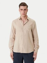 Guess Koszula F6GH06 WG3L0 Beżowy Regular Fit. Brązowe koszule męskie Guess, l, z aplikacjami, ze lnu, bez kołnierzyka, bez ramiączek. Za 369.99 zł.