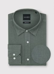 PAKO LORENTE - Lniana koszula męska w kolorze zielonym. Zielone koszule męskie Pako Lorente, na lato, m, bez wzorów, ze lnu, bez kołnierzyka, bez ramiączek. Za 299.99 zł.