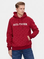 Tommy Hilfiger Bluza Aop Monogram MW0MW32703 Czerwony Regular Fit. Czerwone bluzy nierozpinane męskie Tommy Hilfiger, m, bez wzorów, z bawełny, bez ramiączek, bez kaptura. Za 359.99 zł.