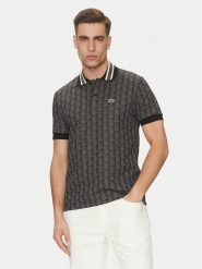 Lacoste Polo DH1417 Czarny Regular Fit. Czarne koszulki polo męskie Lacoste, m, bez wzorów, z syntetyku, bez kołnierzyka, bez ramiączek. Za 439.99 zł.