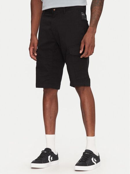 Tom Tailor Denim Szorty materiałowe 1044836 Czarny Regular Fit. Czarne szorty męskie Tom Tailor Denim, bez wzorów, z bawełny. Za 119.99 zł.