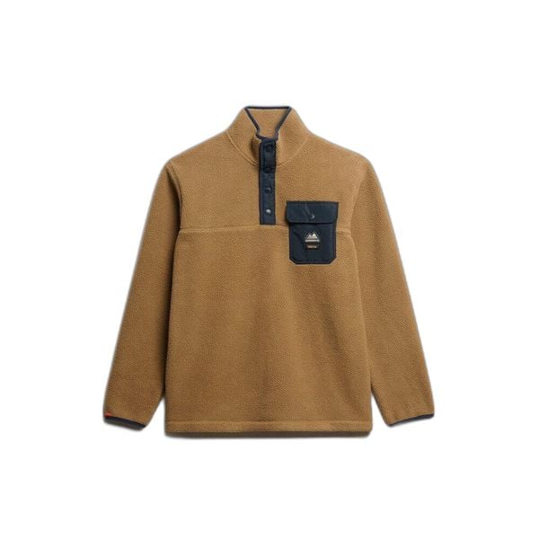 Polar z kołnierzem na napy Superdry Fuji. Brązowe bluzy z polaru męskie Superdry., m, bez wzorów, z polaru, eleganckie, bez ramiączek, bez kaptura. W wyprzedaży za 334.50 zł.