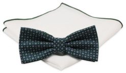 Szara Mucha z Białą Poszetką -CHATTIER- Męska, w Niebiesko-Granatowe Kwiatki. Szare krawaty i muchy męskie Chattier, bez wzorów, eleganckie. Za 59.00 zł.