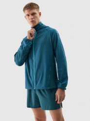 4F Kurtka do biegania Ultralight męska - turkusowa XXL. Niebieskie kurtki treningowe męskie 4f, na lato, m, bez wzorów, z dzianiny, z kapturem, do biegania. W wyprzedaży za 139.99 zł.