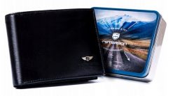 Portfel skórzany Peterson [DH] PTN 22301-VT czarny. Czarne portfele męskie Peterson, bez wzorów, ze skóry. Za 97.99 zł.