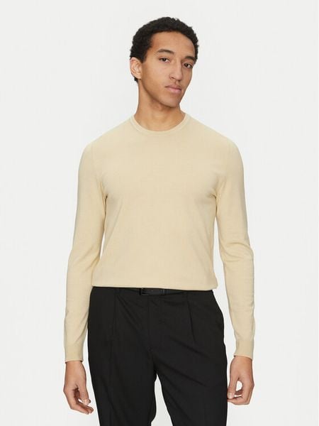 HUGO Sweter San Cody 50532074 Beżowy Slim Fit. Brązowe kardigany męskie Hugo, bez wzorów, z wiskozy, bez kołnierzyka, bez ramiączek. Za 249.99 zł.