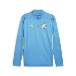 Męska bluza treningowa Manchester City z zamkiem 1/4 PUMA Magic Blue Yellow Glow. Niebieskie bielizna termoaktywna męska Puma, m, bez wzorów, bez ramiączek, do piłki nożnej. W wyprzedaży za 291.00 zł.