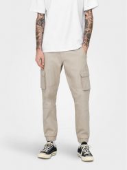 Only & Sons Spodnie materiałowe Cam 22016687 Beżowy Tapered Fit. Brązowe spodnie na co dzień męskie Only & Sons, bez wzorów, z bawełny. Za 199.99 zł.
