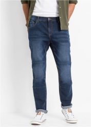 Dżinsy ze stretchem Regular Fit Tapered w wygodnym fasonie. Niebieskie jeansy męskie bonprix, bez wzorów, z jeansu, z obniżonym stanem. Za 149.99 zł.