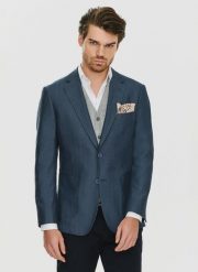 PAKO LORENTE – Granatowa marynarka męska bez podszewki. Marynarki męskie Pako Lorente, m, bez wzorów, z jeansu. Za 399.99 zł.