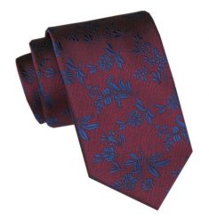Męski Krawat - Angelo di Monti - Bordo, Motyw Roślinny. Czerwone krawaty i muchy męskie Angelo di Monti, bez wzorów, z tkaniny, eleganckie. Za 45.00 zł.