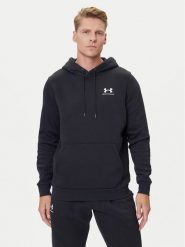Under Armour Bluza UA Essential Fleece Hoodie 1373880 Czarny Regular Fit. Czarne bluzy nierozpinane męskie Under Armour, m, bez wzorów, z bawełny, bez ramiączek, bez kaptura. Za 179.99 zł.