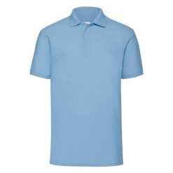 Męska Koszulka Polo 65/35 Pique. Niebieskie koszulki polo męskie Fruit of the Loom, m, bez wzorów, bez kołnierzyka, bez ramiączek. Za 65.99 zł.