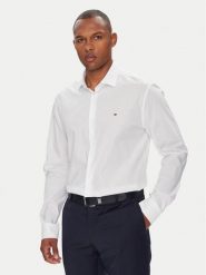 Tommy Hilfiger Koszula MW0MW38347 Biały Slim Fit. Białe koszule męskie Tommy Hilfiger, m, bez wzorów, z bawełny, bez kołnierzyka, bez ramiączek. Za 279.99 zł.