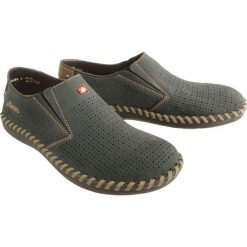 RIEKER B2487-14 blue, półbuty/mokasyny męskie. Niebieskie eleganckie półbuty męskie Rieker, bez zapięcia. W wyprzedaży za 242.90 zł.