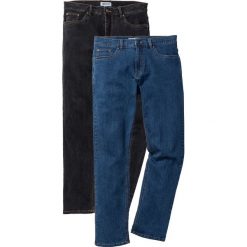 Dżinsy ze stretchem Regular Fit Straight (2 pary) bonprix niebieski + czarny. Niebieskie jeansy męskie bonprix, bez wzorów, z jeansu. Za 179.98 zł.