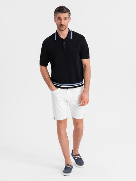 Męskie jeansowe klasyczne szorty z podwiniętą nogawką – białe V1 - Rozmiar: M. Białe sztyblety męskie Ombre Clothing, z bawełny, bez obcasa, bez zapięcia. Za 209.99 zł.