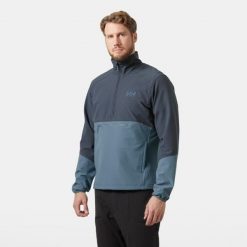 Kurtka przeciwwiatrowa 1/2 zip Helly Hansen Cascade Shield. Niebieskie kurtki softshell męskie Helly Hansen, bez wzorów, z softshellu, bez kaptura, trekkingowe. Za 680.50 zł.