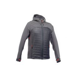 Kurtka Softshell trekkingowa TREK 900 hybrid męska. Szare kurtki męskie QUECHUA, z elastanu. Za 249.99 zł.