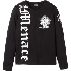 Shirt z długim rękawem Slim Fit bonprix czarny. Koszulki męskie z długim rękawem marki bonprix. Za 44.99 zł.