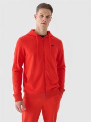 4F Bluza dresowa rozpinana z kapturem męska - czerwona 3XL. Czerwone bluzy rozpinane męskie 4f, m, bez wzorów, z bawełny, sportowe, bez ramiączek, z kapturem. W wyprzedaży za 119.99 zł.