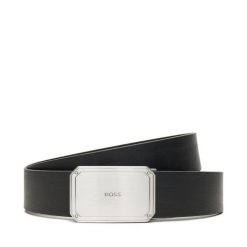 Pasek Męski BOSS. Czarne paski męskie Boss, bez wzorów. Za 639.99 zł.