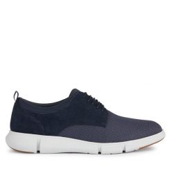 Półbuty Geox. Niebieskie codzienne półbuty męskie Geox, bez wzorów, bez obcasa, bez zapięcia. Za 309.99 zł.