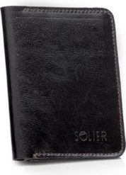 Solier Cienki skórzany męski portfel z bilonówką SOLIER SLIM CIEMNY BRĄZ. Portfele męskie Solier, bez wzorów. Za 67.00 zł.
