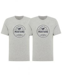 2 - PAK T-Shirt Mustang Style Alex Mid Grey Mélange 1017334 4140. Szare t-shirty męskie Mustang, m, bez wzorów, z bawełny, bez kołnierzyka, bez ramiączek. W wyprzedaży za 99.99 zł.