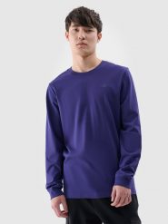 4F Longsleeve regular gładki męski - granatowy L. Niebieskie koszulki męskie z długim rękawem 4f, l, bez wzorów, z bawełny, klasyczne, bez kołnierzyka, bez ramiączek. Za 69.99 zł.