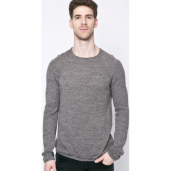 Blend - Sweter. Szare swetry męskie Blend, z bawełny, z okrągłym kołnierzem. W wyprzedaży za 59.90 zł.