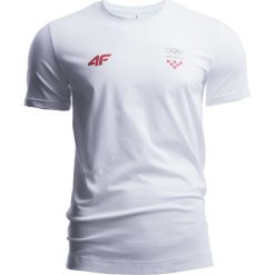 Koszulka męska Chorwacja Pyeongchang 2018 TSM750 - biały. Białe t-shirty męskie 4f, z napisami, z bawełny, z dekoltem na plecach. W wyprzedaży za 69.99 zł.