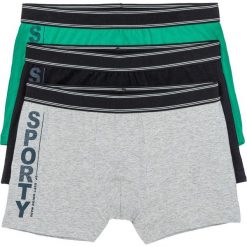 Bokserki (3 pary) bonprix jasnoszary melanż + zielony + czarny z nadrukiem. Bokserki męskie marki Reserved. Za 50.97 zł.