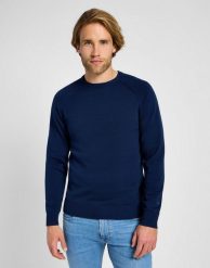 MESKI SWETER LEE CLEAN RAGLAN SWEATER TRUE NAVY 112355671. Niebieskie swetry męskie Lee, bez wzorów, bez kołnierzyka, bez ramiączek. Za 169.99 zł.