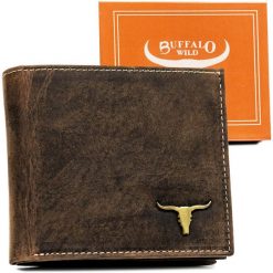 Portfel męski Buffalo Wild RM-01-BAW brązowa. Brązowe portfele męskie bez wzorów, ze skóry. Za 28.00 zł.